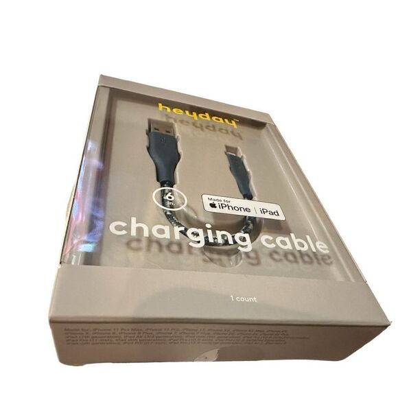 Heyday Round Charging Cable compatible with iPhone to USB-A (Blue) 6 In. - Picture 9 of 12